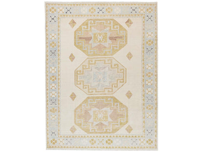 Kazak Kazak hand-knotted wool rug in Ivory & Light Blue, 11'3" x 14'6" — SKU O02759