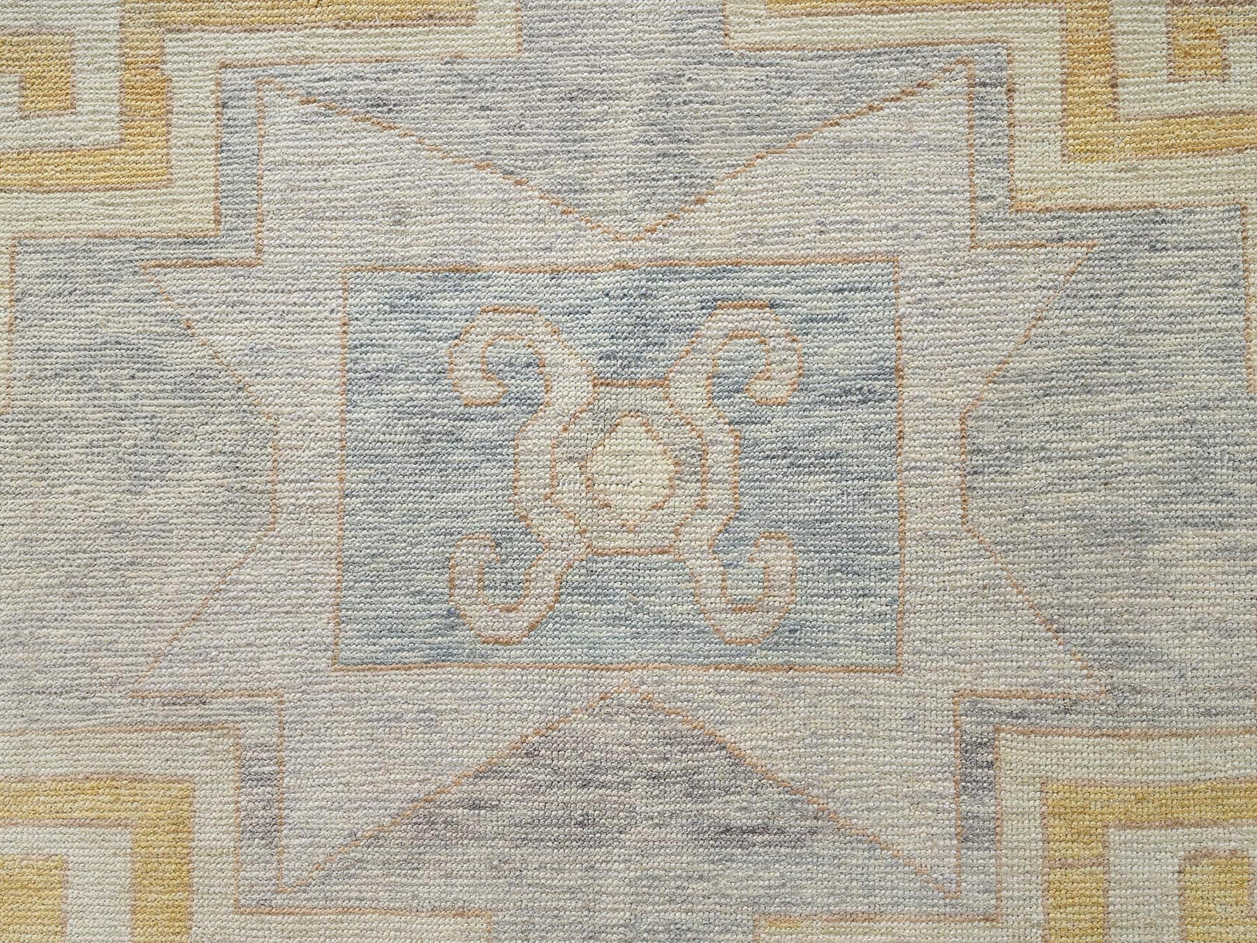 Kazak Kazak hand-knotted wool rug in Ivory & Light Blue, 11'3" x 14'6" — SKU O02759 (view 9)
