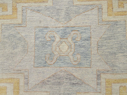 Kazak Kazak hand-knotted wool rug in Ivory & Light Blue, 11'3" x 14'6" — SKU O02759 (view 9)
