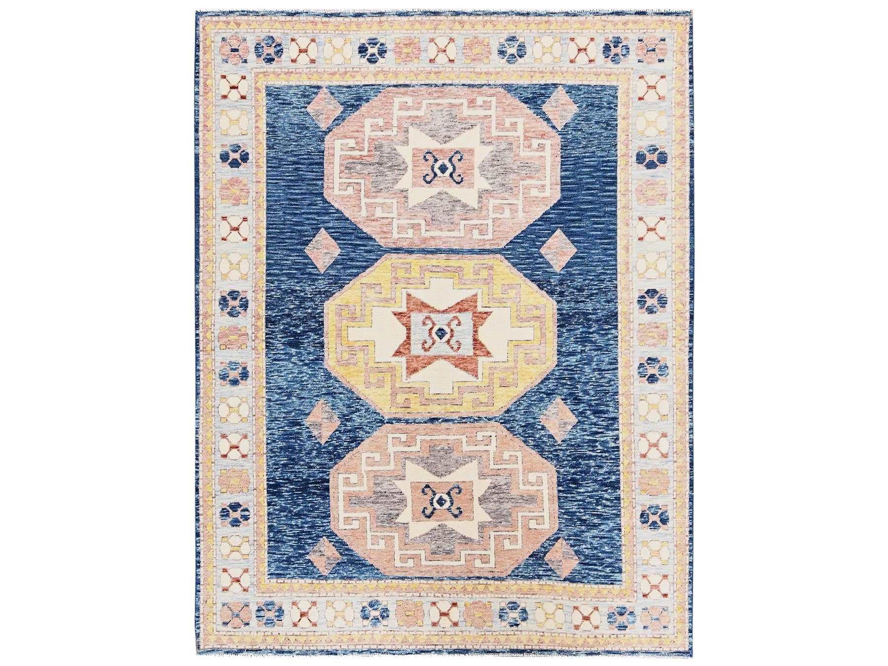 Black 7'10" x 10'2" Kazak Hand knotted Wool Rug - Sku: O02761