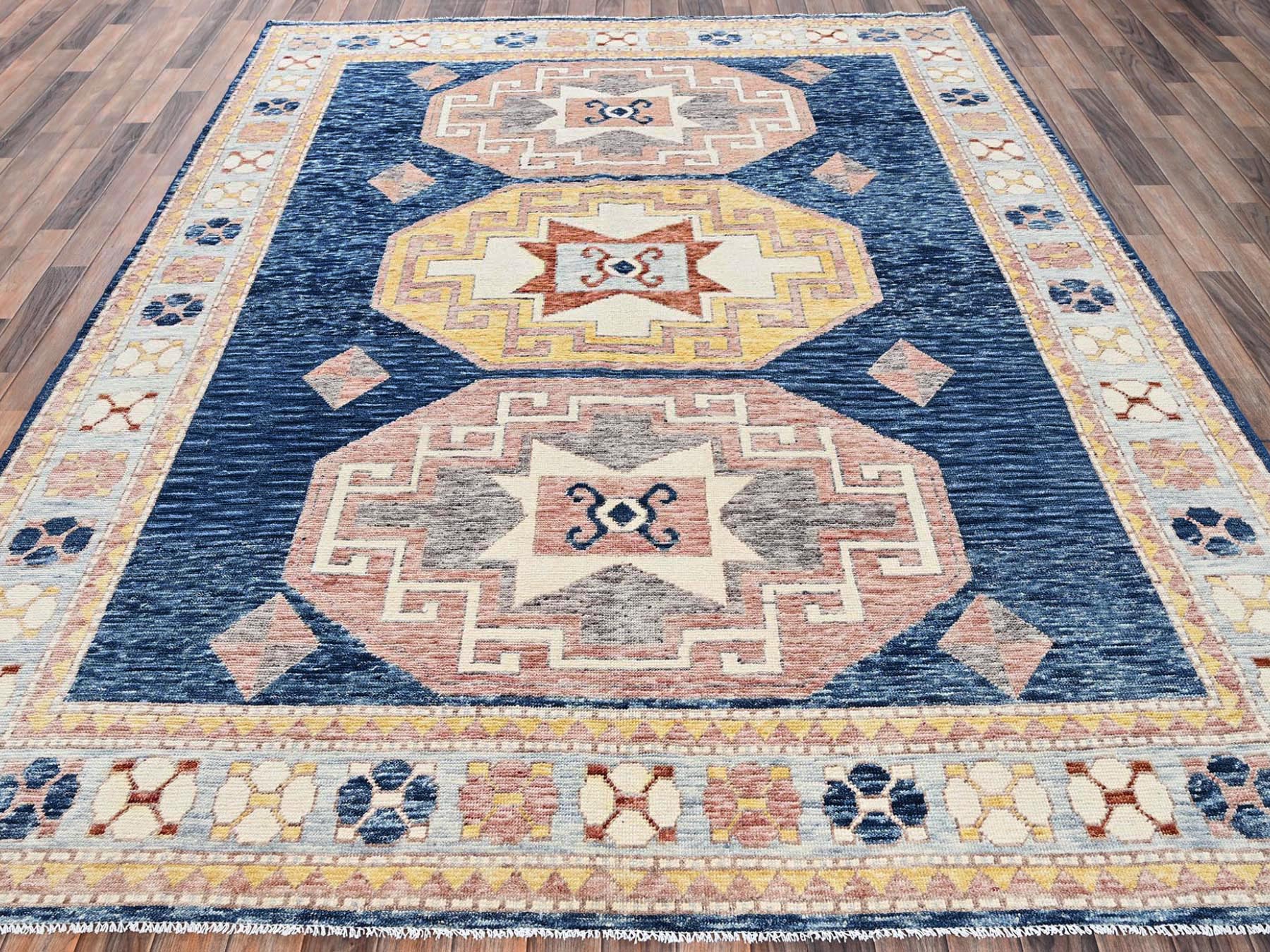 Black 7'10" x 10'2" Kazak Hand knotted Wool Rug - Sku: O02761