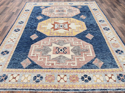 Black 7'10" x 10'2" Kazak Hand knotted Wool Rug - Sku: O02761