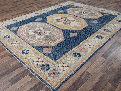 Black 7'10" x 10'2" Kazak Hand knotted Wool Rug - Sku: O02761