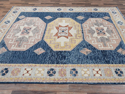 Black 7'10" x 10'2" Kazak Hand knotted Wool Rug - Sku: O02761