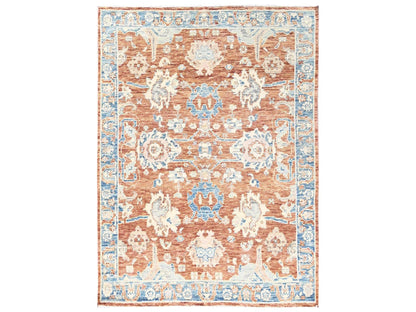 Brown 4'11" x 6'9" Oushak And Peshawar Hand knotted Wool Rug - Sku: O02762