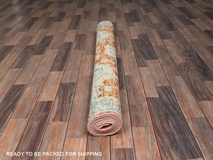 Brown 4'11" x 6'9" Oushak And Peshawar Hand knotted Wool Rug - Sku: O02762