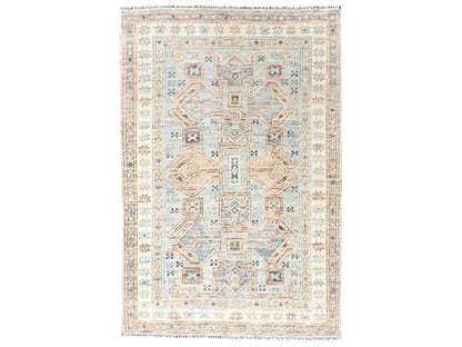 Grey 3'0" x 4'7" Oushak And Peshawar Hand knotted Wool Rug - Sku: O02763