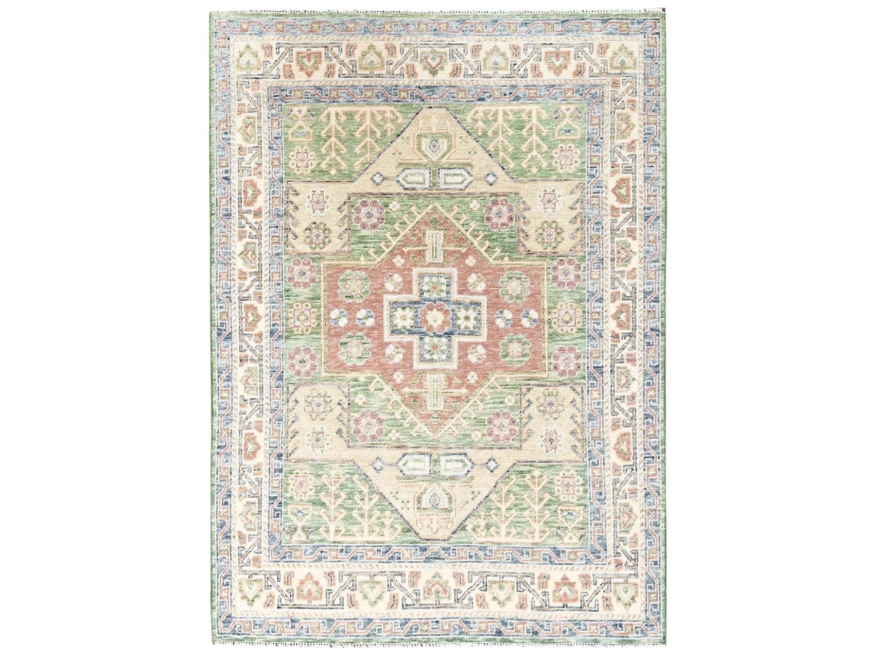 Green 4'11" x 6'11" Oushak And Peshawar Hand knotted Wool Rug - Sku: O02764