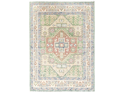 Green 4'11" x 6'11" Oushak And Peshawar Hand knotted Wool Rug - Sku: O02764