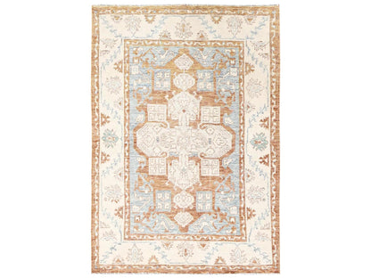 Blue 4'10" x 7'0" Oushak And Peshawar Hand knotted Wool Rug - Sku: O02765