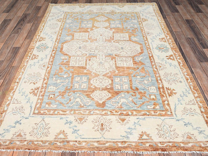 Blue 4'10" x 7'0" Oushak And Peshawar Hand knotted Wool Rug - Sku: O02765