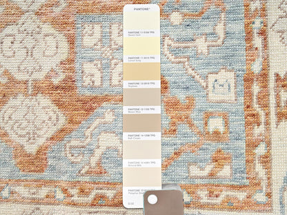 Blue 4'10" x 7'0" Oushak And Peshawar Hand knotted Wool Rug - Sku: O02765