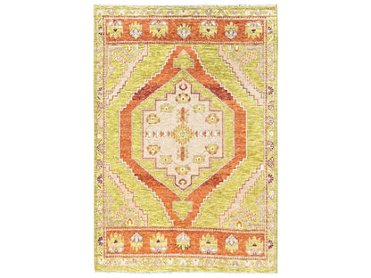 Green 4'11" x 7'1" Oushak And Peshawar Hand knotted Wool Rug - Sku: O02767