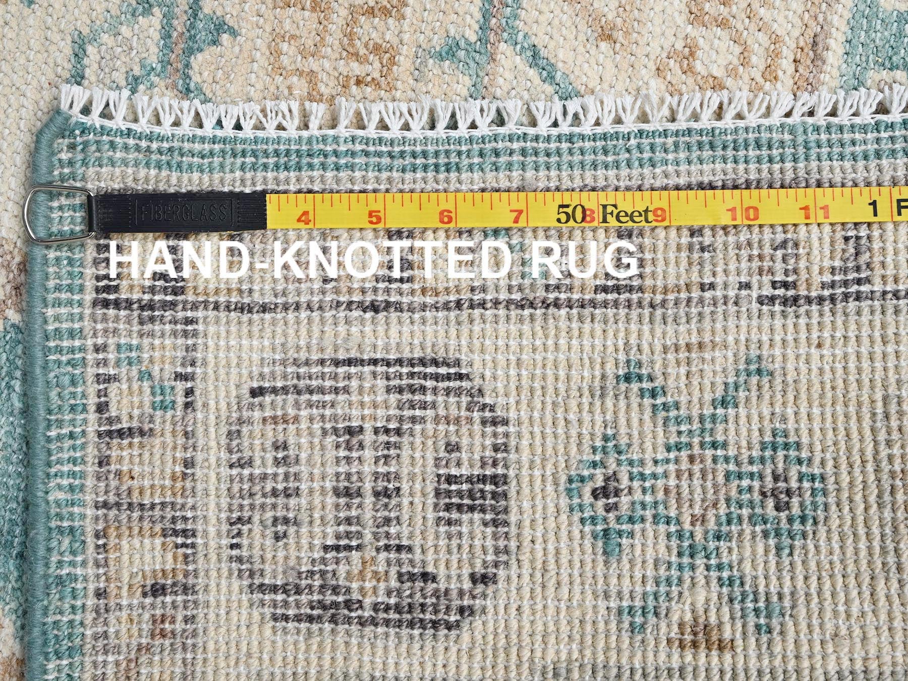 Kazak Kazak hand-knotted wool rug in Teal & Ivory, 4'8" x 6'10" — SKU O02769 (view 7)