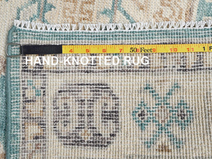 Kazak Kazak hand-knotted wool rug in Teal & Ivory, 4'8" x 6'10" — SKU O02769 (view 7)