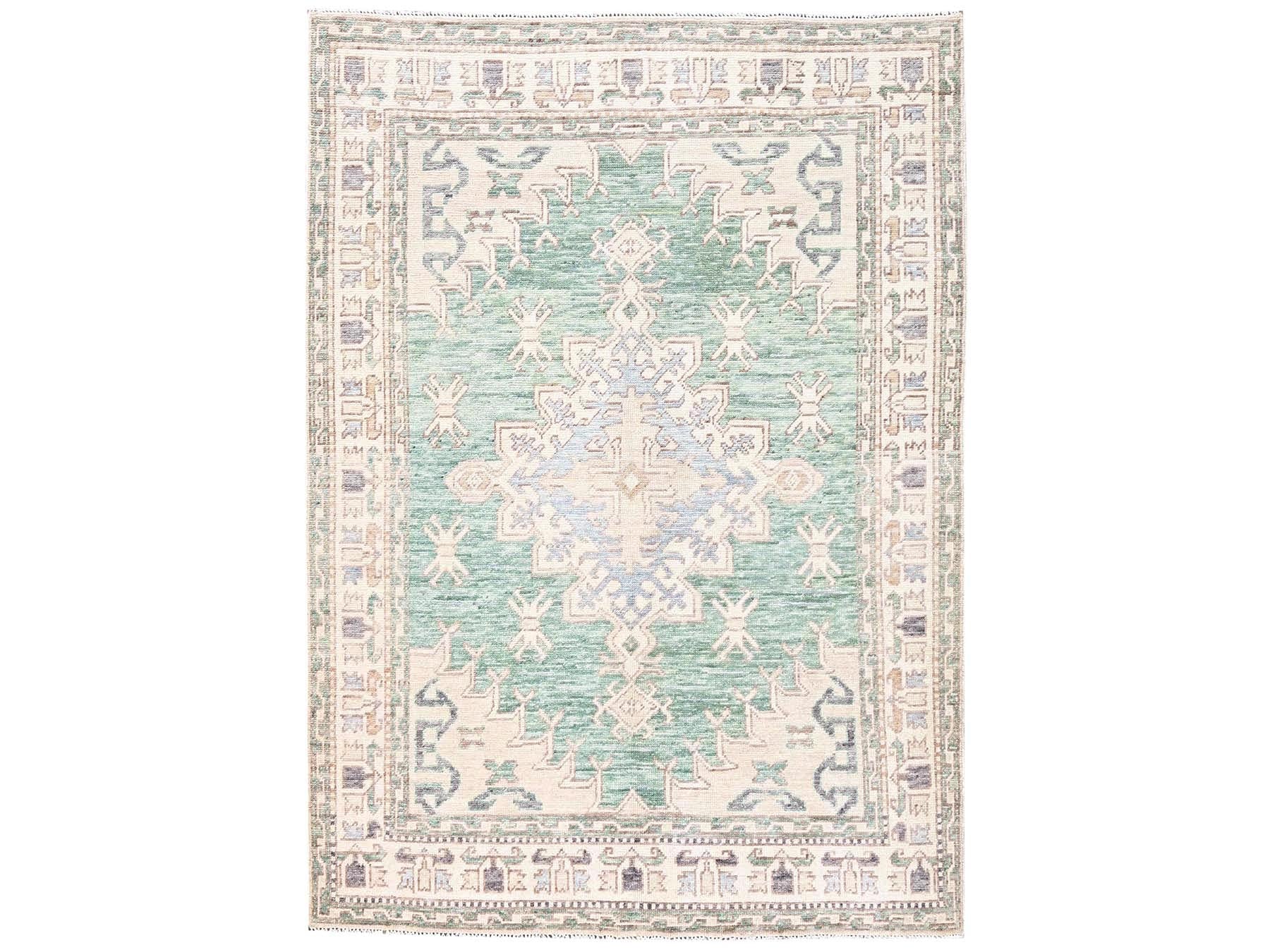 Green 4'10" x 7'0" Oushak And Peshawar Hand knotted Wool Rug - Sku: O02771