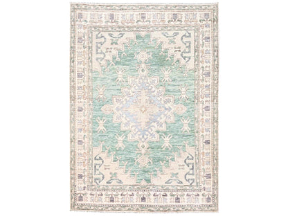 Green 4'10" x 7'0" Oushak And Peshawar Hand knotted Wool Rug - Sku: O02771