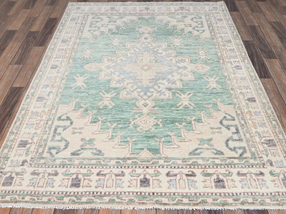 Green 4'10" x 7'0" Oushak And Peshawar Hand knotted Wool Rug - Sku: O02771