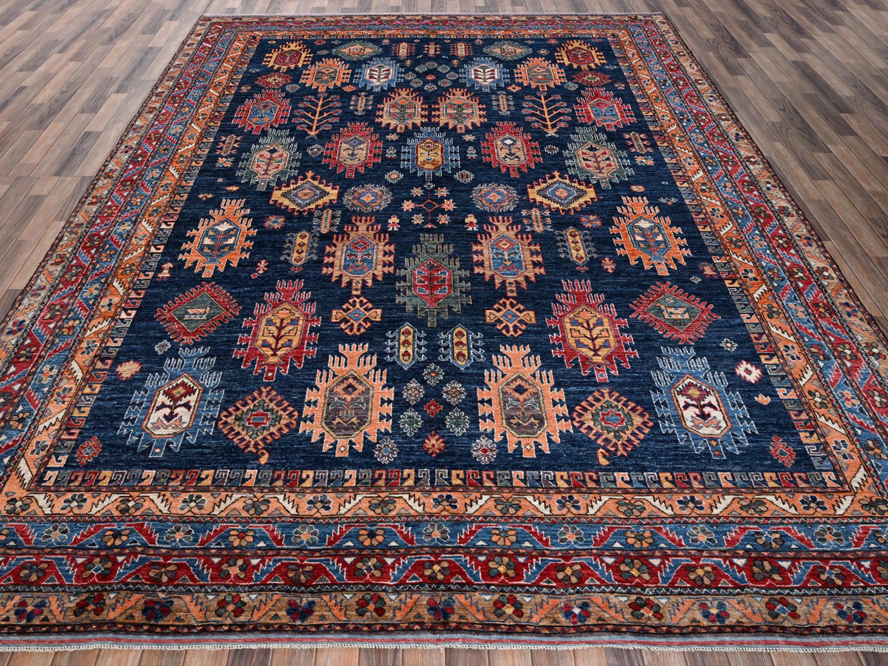 Blue 9'9" x 12'0" Kazak Hand knotted Wool Rug - Sku: O02773