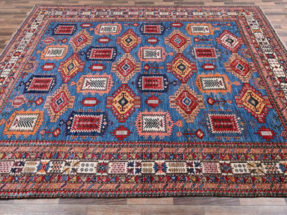 Blue 9'11" x 13'11" Kazak Hand knotted Wool Rug - Sku: O02774