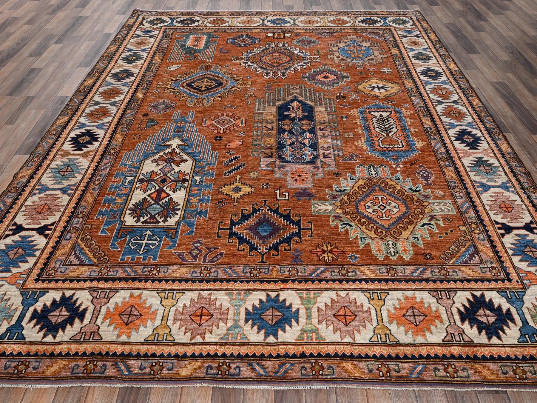 Orange 8'4" x 10'5" Kazak Hand knotted Wool Rug - Sku: O02775