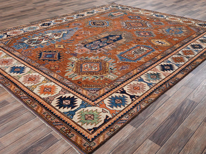 Orange 8'4" x 10'5" Kazak Hand knotted Wool Rug - Sku: O02775