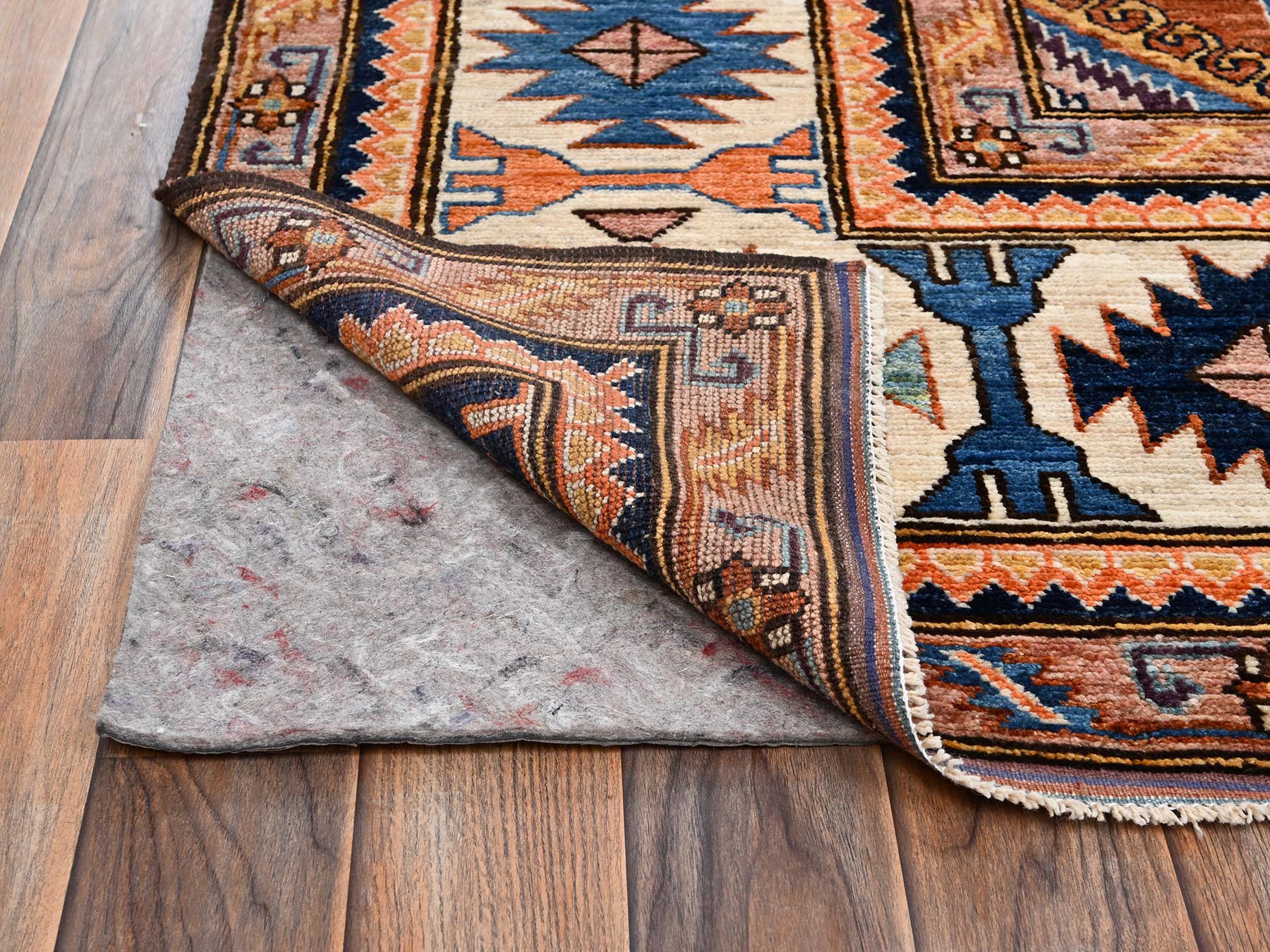 Ersari Kazak hand-knotted wool rug in Orange & Ivory, 8'4" x 10'5" — SKU O02775 (view 5)