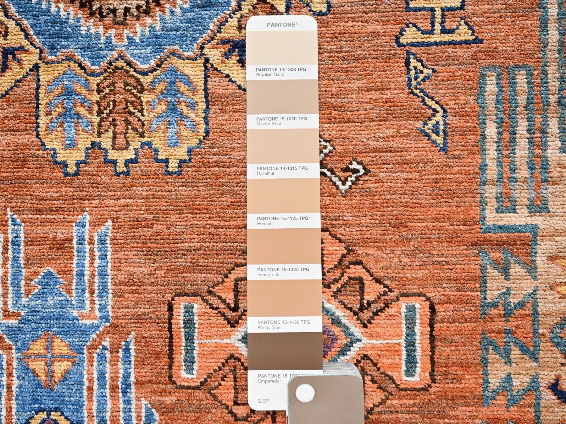 Ersari Kazak hand-knotted wool rug in Orange & Ivory, 8'4" x 10'5" — SKU O02775 (view 8)