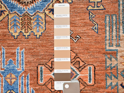 Ersari Kazak hand-knotted wool rug in Orange & Ivory, 8'4" x 10'5" — SKU O02775 (view 8)