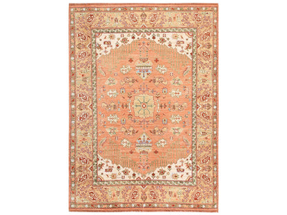Orange 8'8" x 11'9" Oushak And Peshawar Hand knotted Wool Rug - Sku: O02776