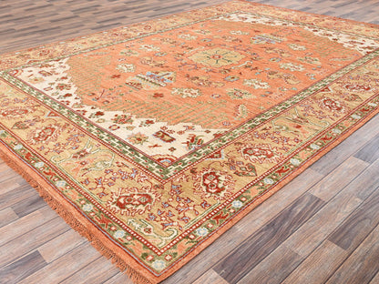 Orange 8'8" x 11'9" Oushak And Peshawar Hand knotted Wool Rug - Sku: O02776