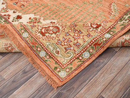 Orange 8'8" x 11'9" Oushak And Peshawar Hand knotted Wool Rug - Sku: O02776