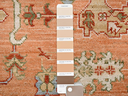 Orange 8'8" x 11'9" Oushak And Peshawar Hand knotted Wool Rug - Sku: O02776