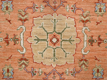 Orange 8'8" x 11'9" Oushak And Peshawar Hand knotted Wool Rug - Sku: O02776