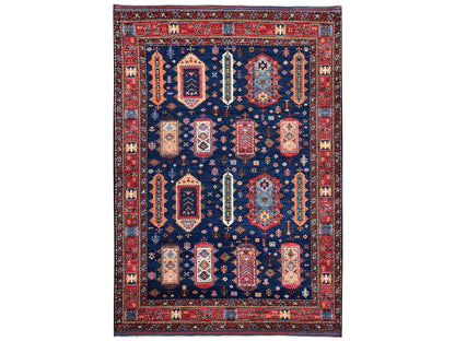 Blue 6'1" x 8'7" Kazak Hand knotted Wool Rug - Sku: O02780