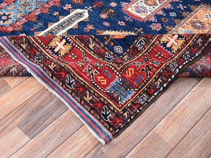 Blue 6'1" x 8'7" Kazak Hand knotted Wool Rug - Sku: O02780