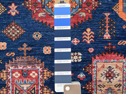 Blue 6'1" x 8'7" Kazak Hand knotted Wool Rug - Sku: O02780