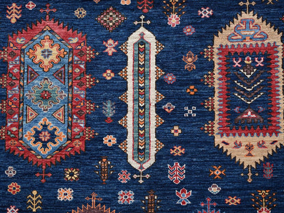 Blue 6'1" x 8'7" Kazak Hand knotted Wool Rug - Sku: O02780