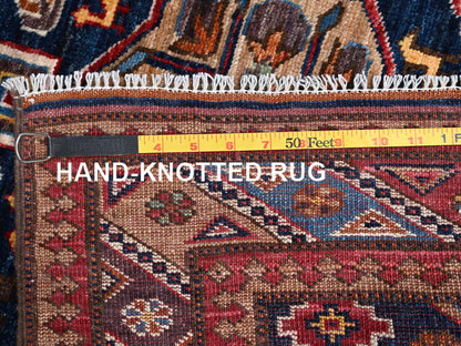 Blue 2'9" x 7'2" Kazak Hand knotted Wool Rug - Sku: O02782