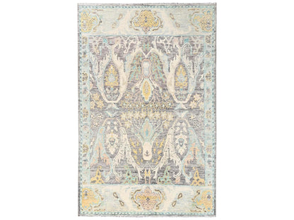Tribal & Geometric hand-knotted wool rug in Gray, 4'8" x 7'1" — SKU O02783