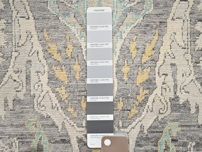 Tribal & Geometric hand-knotted wool rug in Gray, 4'8" x 7'1" — SKU O02783 (view 4)