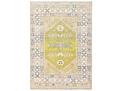 Brown 4'9" x 6'11" Oushak And Peshawar Hand knotted Wool Rug - Sku: O02784