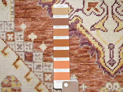 Brown 4'10" x 6'9" Oushak And Peshawar Hand knotted Wool Rug - Sku: O02786