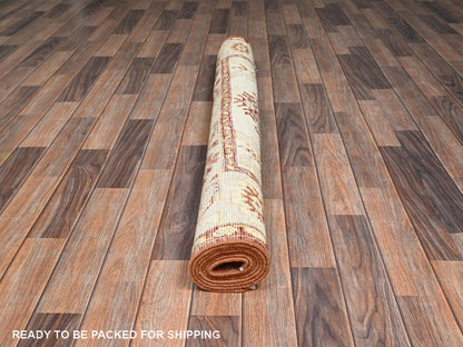 Brown 4'10" x 6'9" Oushak And Peshawar Hand knotted Wool Rug - Sku: O02786
