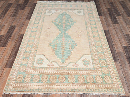 Brown 3'9" x 6'3" Oushak And Peshawar Hand knotted Wool Rug - Sku: O02788