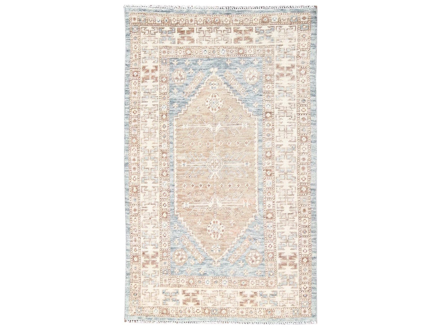 Blue 3'1" x 5'3" Oushak And Peshawar Hand knotted Wool Rug - Sku: O02789