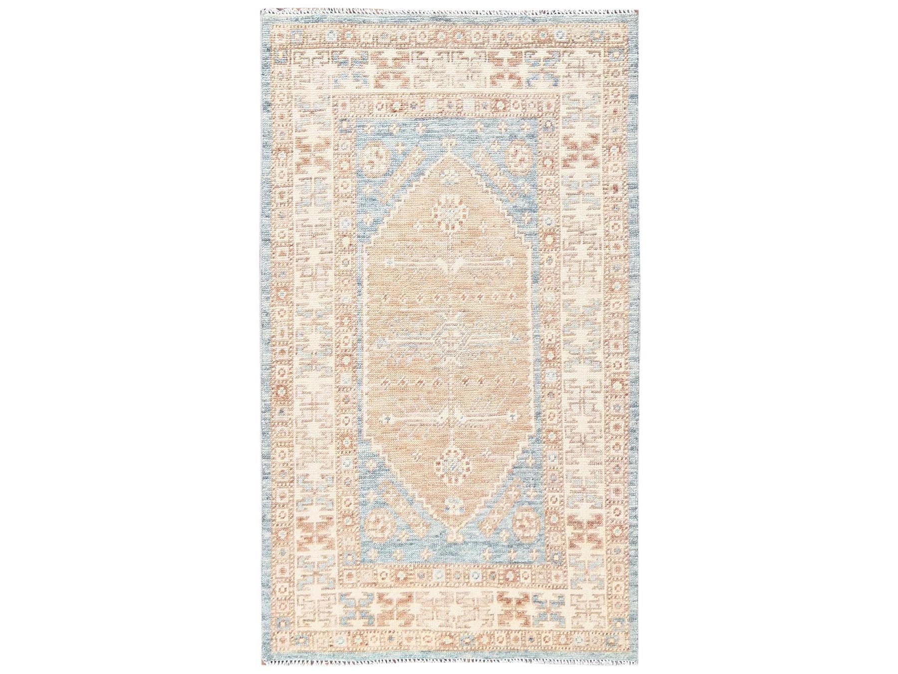 Blue 3'0" x 5'3" Oushak And Peshawar Hand knotted Wool Rug - Sku: O02790