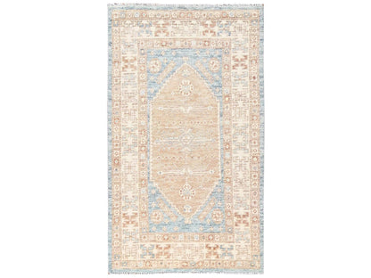 Blue 3'0" x 5'3" Oushak And Peshawar Hand knotted Wool Rug - Sku: O02790