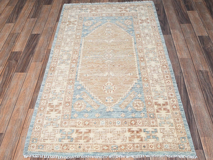 Blue 3'0" x 5'3" Oushak And Peshawar Hand knotted Wool Rug - Sku: O02790