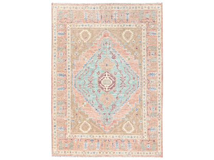 Brown 4'10" x 6'10" Oushak And Peshawar Hand knotted Wool Rug - Sku: O02793